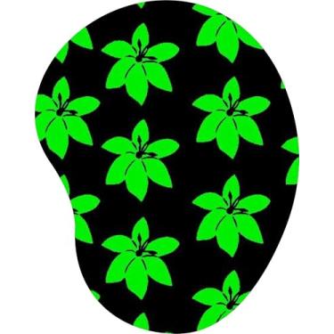 Imagem de Mouse Pad Ergonômico Gota Lírios Verde Neon Fundo Preto