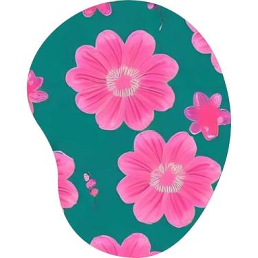 Imagem de Mouse Pad Ergonômico Gota Arte Floral Rosa Turquesa