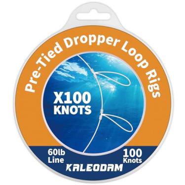 Imagem de Equipamento de pesca de 27 kg 100 nós pré-amarrado conta-gotas, espaçamento de 45,72 cm, tamanho de laço de 14 cm, ideal para pesca em água salgada e de água doce