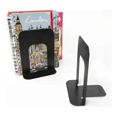 Imagem de Kit Suportes De Livros De Metal Organizador Biblioteca 4 Pçs Cor:Preto