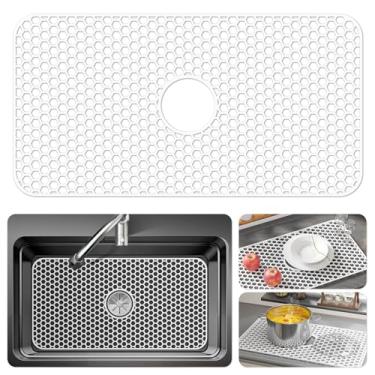 Imagem de Bestjing Protetores de pia de silicone para pia de cozinha - acessório protetor de cozinha de 75,4 cm x 39,4 cm, tapete antiderrapante resistente ao calor para parte inferior de porcelana de aço
