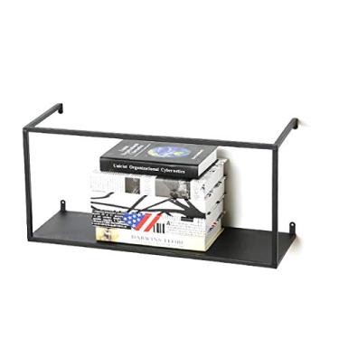 Imagem de Prateleiras flutuantes prateleira de parede com prateleiras arte estante de parede prateleiras de metal para pendurar na parede (cor: preto) prateleiras flutuantes (tamanho: L)