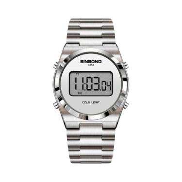 Imagem de Relógio Esportivo Digital De Luxo Masculino Em Aço Inoxidável Com LED,