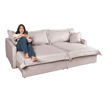 Imagem de Sofá Bali Living Retrátil e Almofadas Soltas 2,20 em Linho Cor: Bege -