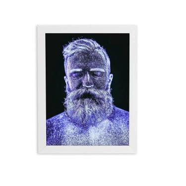 Imagem de Homem Neve Azul Fotografia Quadro Moldura Branca 60X40Cm
