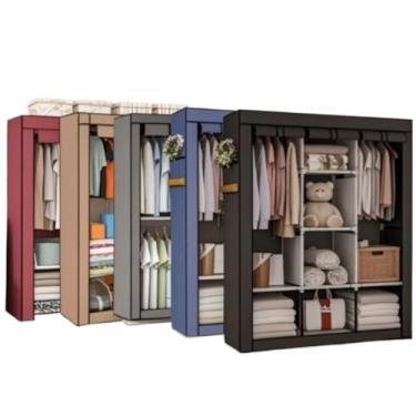 Imagem de Guarda Roupa Dobrável Portátil Closet Organizador Multiuso com Cabideiro e Sapateira(CASAL DUPLO,Aleatorio)