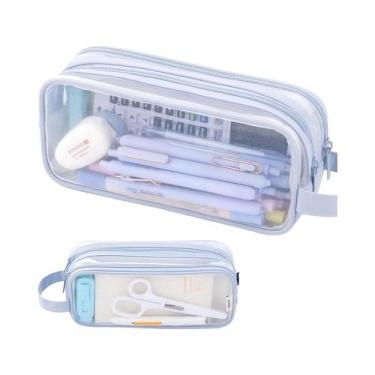 Imagem de Estojo De Lápis Grande De Camada Dupla Em Malha Transparente, Bolsa Co