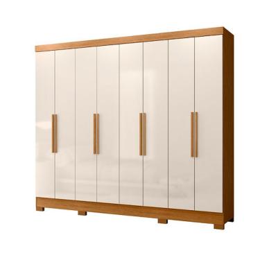 Imagem de Guarda Roupa Grande Quarto Casal Diplomata 8 Portas 4 Gavetas Freijo Com Off White
