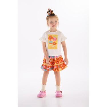 Imagem de Conjunto Menina com Blusa e Short Três e Já, Branco, 2