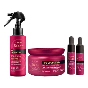 Imagem de Kit Máscara Potencializador E Leave In Pro Cronology Cronograma Capilar Acelerado Eudora Siàge
