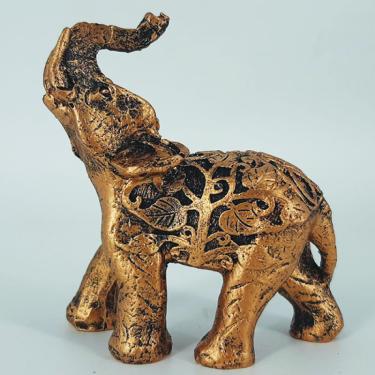 Imagem de Elefante Estatueta Manto Folhas Bibelô 10cm 14025