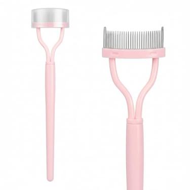 Imagem de Modelador de cílios em aço inoxidável, separador de cílios com cobertura, aplicador de pente definidor de cílios (rosa)