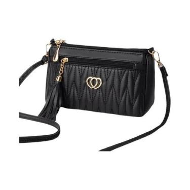 Imagem de Bolsa Transversal Feminina De Grande Capacidade Em Couro PU Com Zíper 