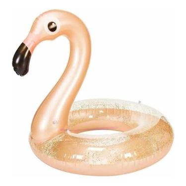Imagem de Boia Flamingo Com Glitter Inflavel Divertida Grande Piscina