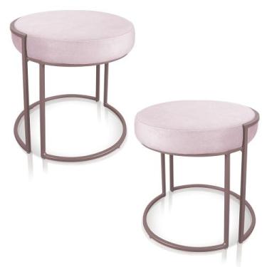 Imagem de KIt 02 Puffs Love Suede Rosa bebê Base Industrial Rose - D'Rossi