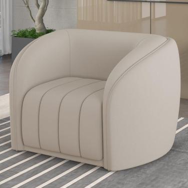 Imagem de Poltrona Decorativa Sala De Estar Adam Veludo Bege G45 - Gran Belo