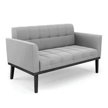 Imagem de Poltrona Namoradeira Decorativa Pés Fixo Em Madeira Preto Suede Cinza