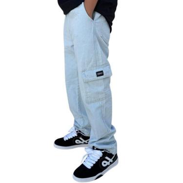 Imagem de Calça Brack Infantil Cargo Baggy Jeans Delave Unissex-Unissex