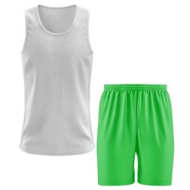 Imagem de Kit Calção Short Futebol Basquete Verde + Regata Masculina Lisa Básica Dry-Masculino