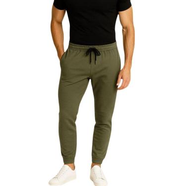 Imagem de Calça de Moletom Masculina Jogger Verde Militar Básica Forrado Felpudo Flanelado com Bolso-Masculino