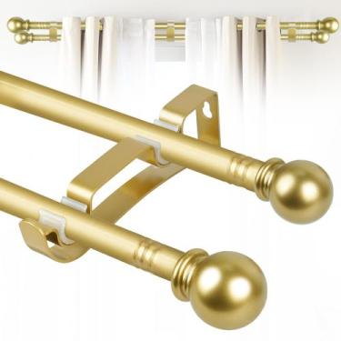 Imagem de Conjunto de Varão Duplo Telescópico Guankai 60-120" Dourado Diâmetro 5
