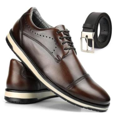 Imagem de Kit Sapato Masculino Oxford Social Conforto Com Cinto Dupla Face - Fer