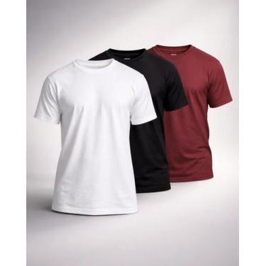 Imagem de Kit 3 Camisetas Básicas Masculinas 100 Algodão Manga Curta Alta Qualid