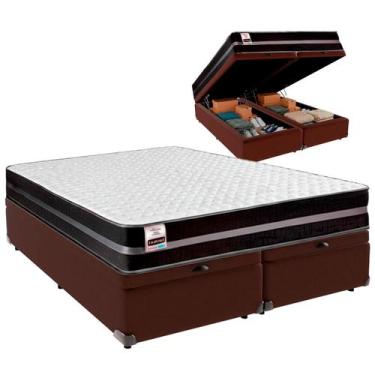 Imagem de Cama Baú Queen e Colchão Bogota Molas Ultralastic Inducol Marrom