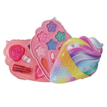 Imagem de Maquiagem Infantil Kit Gloss Sombra Batom Estojo Sorvete Duplo Para Me