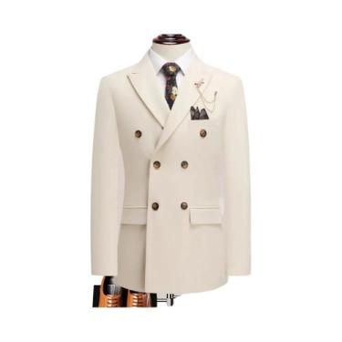 Imagem de Terno Masculino Preto De Cor Sólida Com Lapela Entalhada E Fechamento 