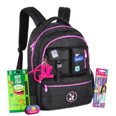 Imagem de Mochila Luluca Pandinhas Youtuber Feminina Coleção 2025, Preto