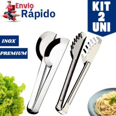 Imagem de Kit 2 Pegador 29cm Massas Universal Macarrão Utensílio de Cozinha Aço 