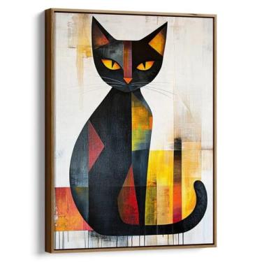 Imagem de Quadro Gato Enigmático em Abstrato Colorido - Mioquadros, 120x80 cm, T