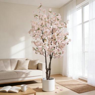 Imagem de Árvore de flor de cerejeira sintética, árvore de flor de cerejeira artificial para decoração de escritório em casa, 1,8 m