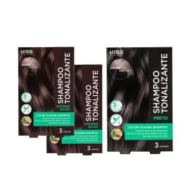Imagem de Kit com 3 Shampoos Tonalizantes Color Change 02 Castanho Escuro + 01 P