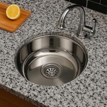 Imagem de Cuba Redonda Cozinha Eletrocubas 25cm Aço Inox 304 Válvula, Cuba pia i