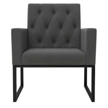 Imagem de 1 Poltrona para Recepção Thais com Base de Ferro Preto Resistente - Mó