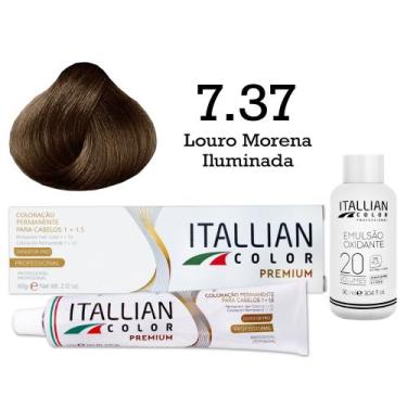 Imagem de Coloração 7.37 Louro Morena Iluminada + Oxi 20 Vol  Itallian Color - I