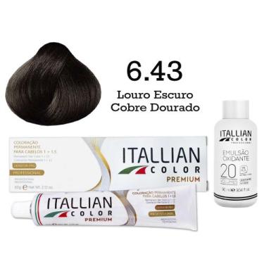 Imagem de Coloração 6.43 Louro Escuro Cobre Dourado + Oxi 20 Vol  Itallian Color