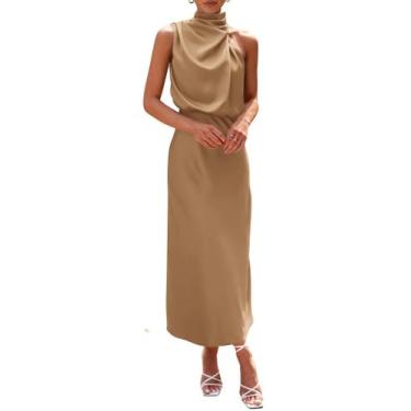 Imagem de Vestido PRETTYGARDEN 2025 sin mangas de satén con cuello simulado y la