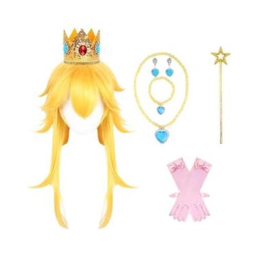 Imagem de Peruca Amarela De Princesa Longa E Ondulada Para Halloween, Fantasia D