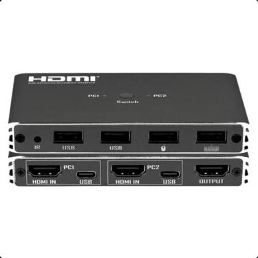 Imagem de Switch KVM HDMI 2x1 4K 60Hz PlugPlay USB 2.0 com Controle Remoto - HDM