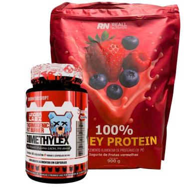 Imagem de Kit Dimethylex Termogênico + Whey Protein 900g 100% Puro-Unissex