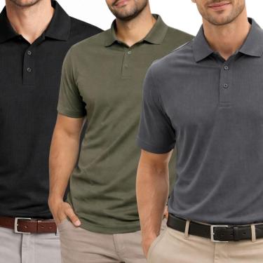 Imagem de Kit 3 Camisas Polo Poliamida Masculina Básica Premium-Masculino
