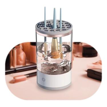 Imagem de Limpador de Pincel de Maquiagem Elétrico HZ-001 Lava Seca e Armazena com Esterilização UV Transparente OEM