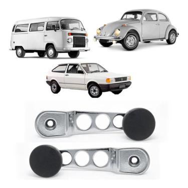Imagem de Par de Manivelas Reguladoras de Vidro Prata Modelo F103 para Fusca 1970 a 1996, Kombi 1...