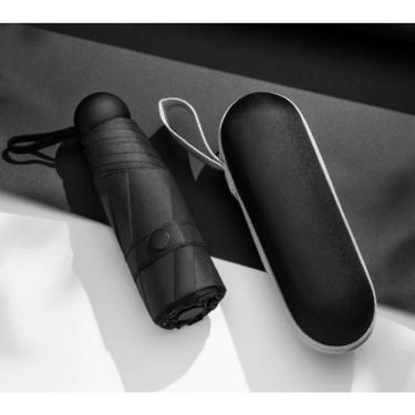 Imagem de Guarda Chuva OEM Mini Cápsula em Tecido Pongee 17 cm Preto Leve e Compacto para Uso Diário