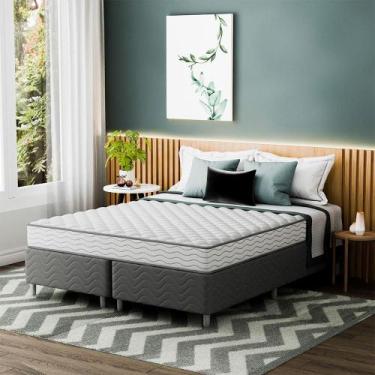 Imagem de Cama Box com Colchão Queen Howie Misto D45 (17x158x198) Branco e Cinza