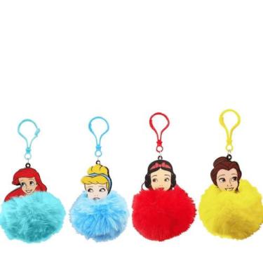 Imagem de Chaveiros Princesas Disney com Pompom Colorido - Toyng, AMARELO, U