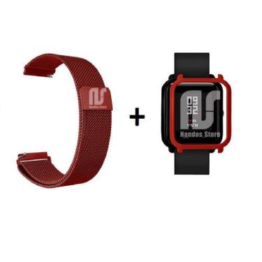 Imagem de Kit Pulseira Compatível com Amazfit Bip De Metal / Aço - Magnética + C